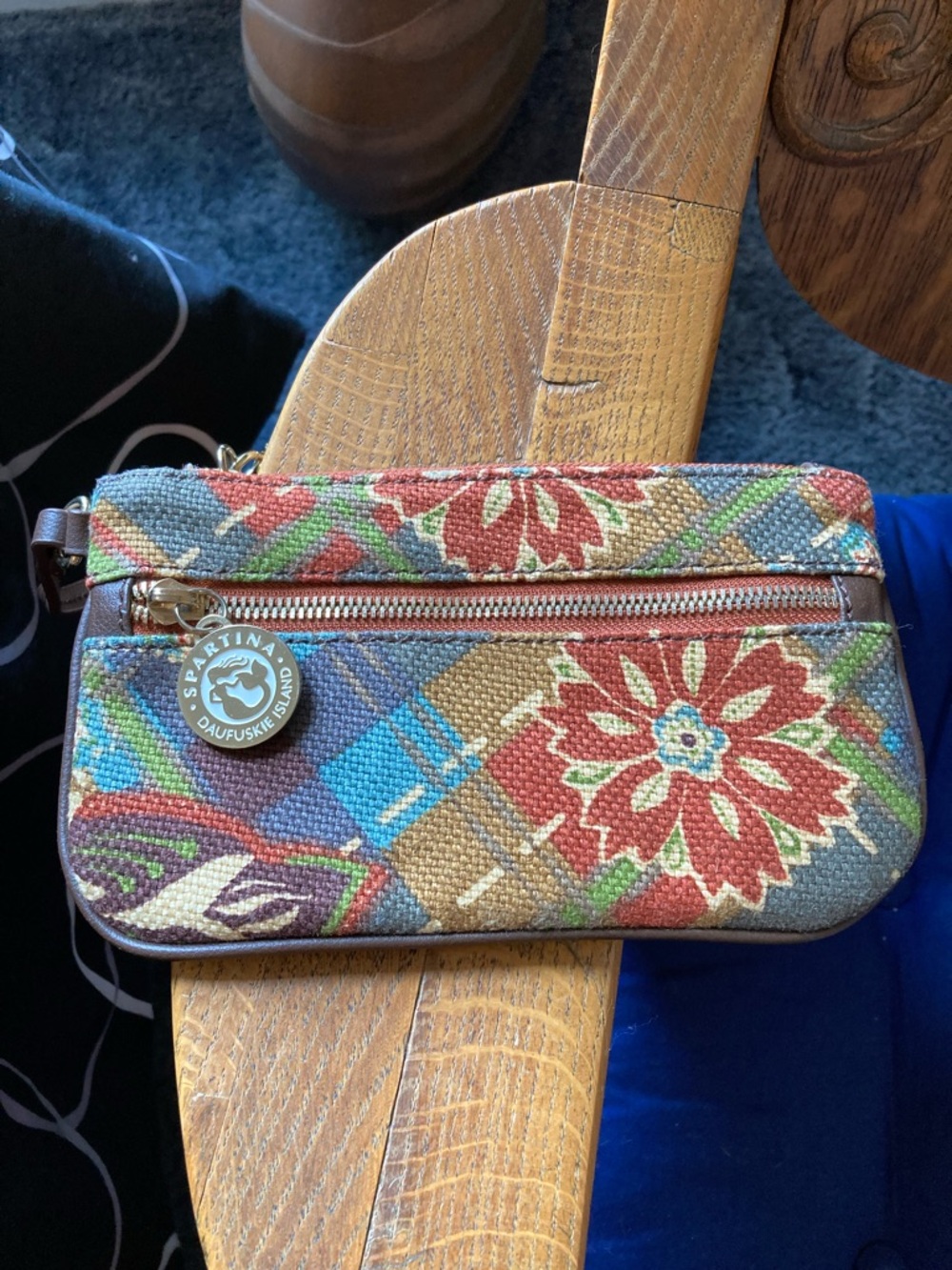 Spartina 449 Multicolor Floral Tapestry Wristlet with Front Zip